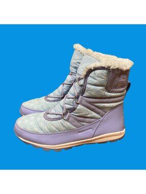 Sorel Girls Disney Frozen Winter Boots Faux Fur Size 6 Waterproof Blue Purple